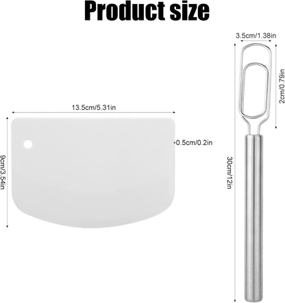 Danish Dough Whisk for Sourdough Starter, 30cm/12in Stainless Steel Dutch Bread Whisk & Dough Hook Mixer Tool Reaches Jar Bottom for Pizza Cooking Baking Dishwasher Safe