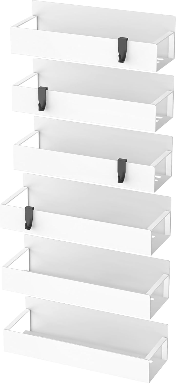 HuggieGems Metal 4 Pack Magnetic Spice Storage Rack Organizer for Refrigerator and Oven, Black Fridge Organizers and Storage, Metal