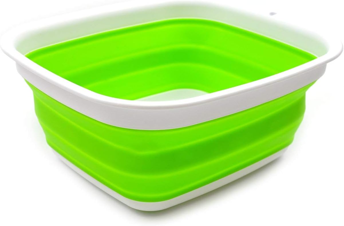 SAMMART 9.45L (2.5 Gallon) Collapsible Tub - Foldable Dish Tub - Portable Washing Basin - Space Saving Plastic Washtub (Grey, M)
