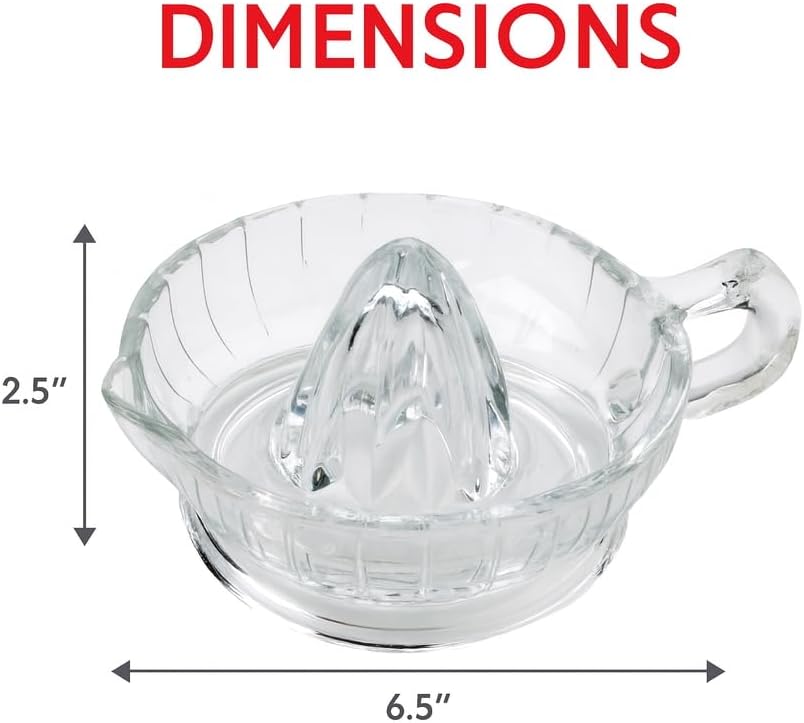 HIC Kitchen Citrus Juicer Reamer With Handle And Pour Spout, Heavyweight Glass, For Fresh Juice, Cooking, And Cocktails