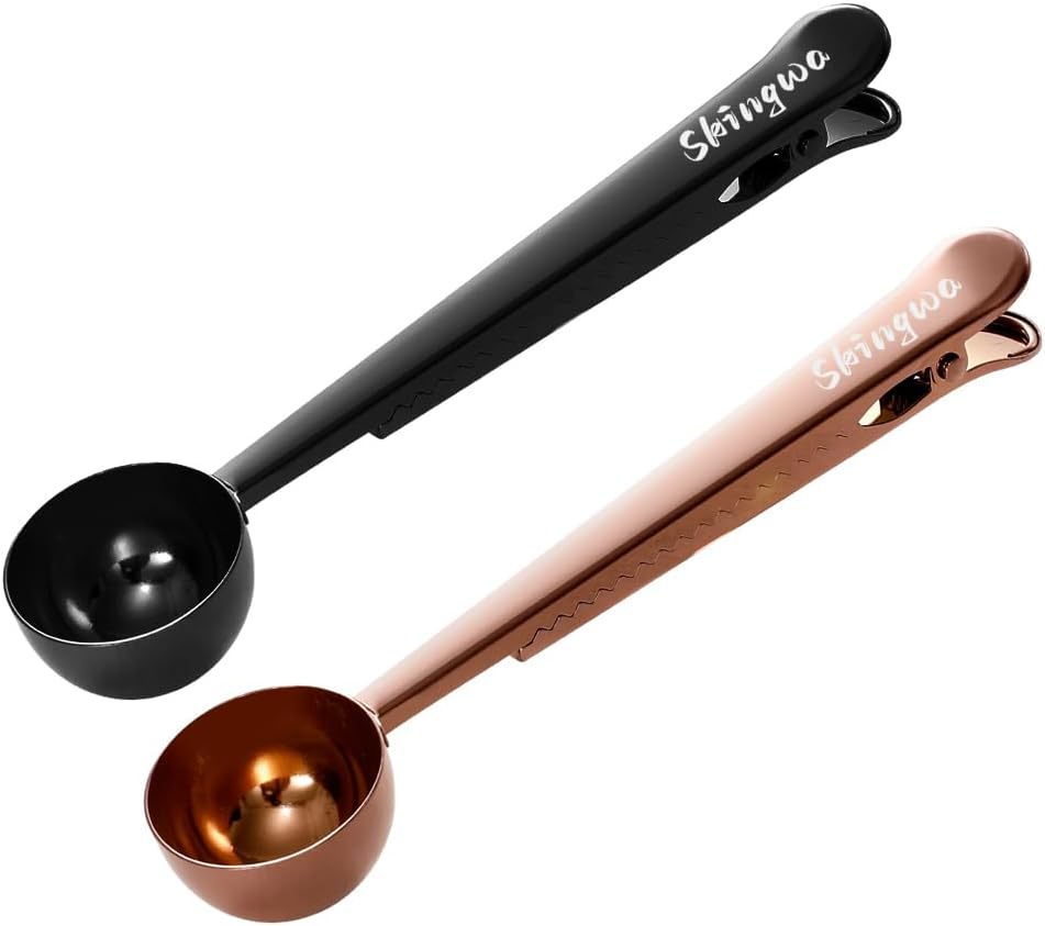 Coffee Scoop with Bag Clip, Multi-Function Milk Powder Measuring Spoon, 20ml (Black)
