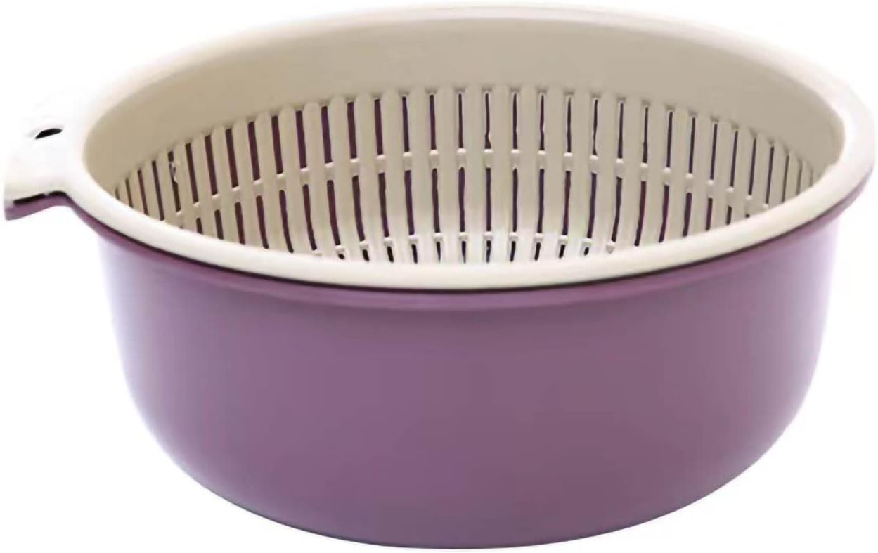 2 in 1 Kitchen Colander Set, 18cm/ 7inch Dia Fine Hole Fruit and Vegetable Strainer for Fast Draining, Double Layer Multi Use Colander for Washing and Storage, Home Kitchen Essential Tool