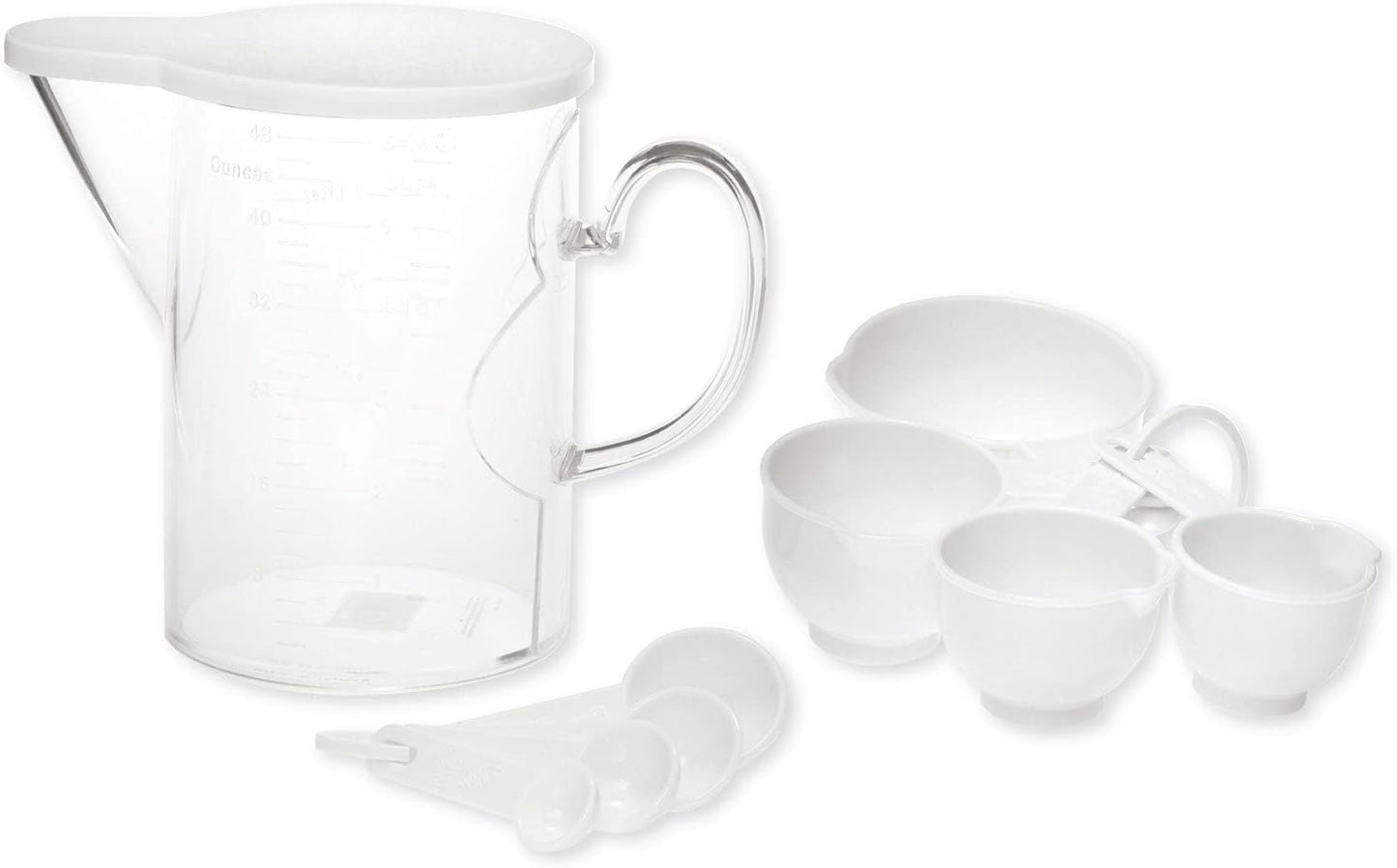 Measuring Cups and Measuring Spoons Set of 10 Pieces, Supreme Housewares Plastic Multi-Purpose Home Essentials Cooking, and Baking Tools BPA Free Dishwasher Safe for Liquid and Dry (Pink)