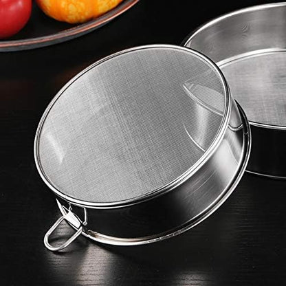 Flour Sifter Round Flour Sieve Strainer with 40 Mesh Premium Rustproof Stainless Steel Fine Mesh for Baking 7.87 inch x 1.97 inch
