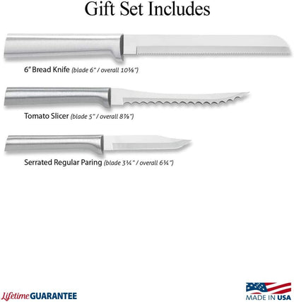 Rada Cutlery Sensational Serrations Gift Set (S54), 3-Piece Knife Set, Stainless Steel Blade, Silver Handle