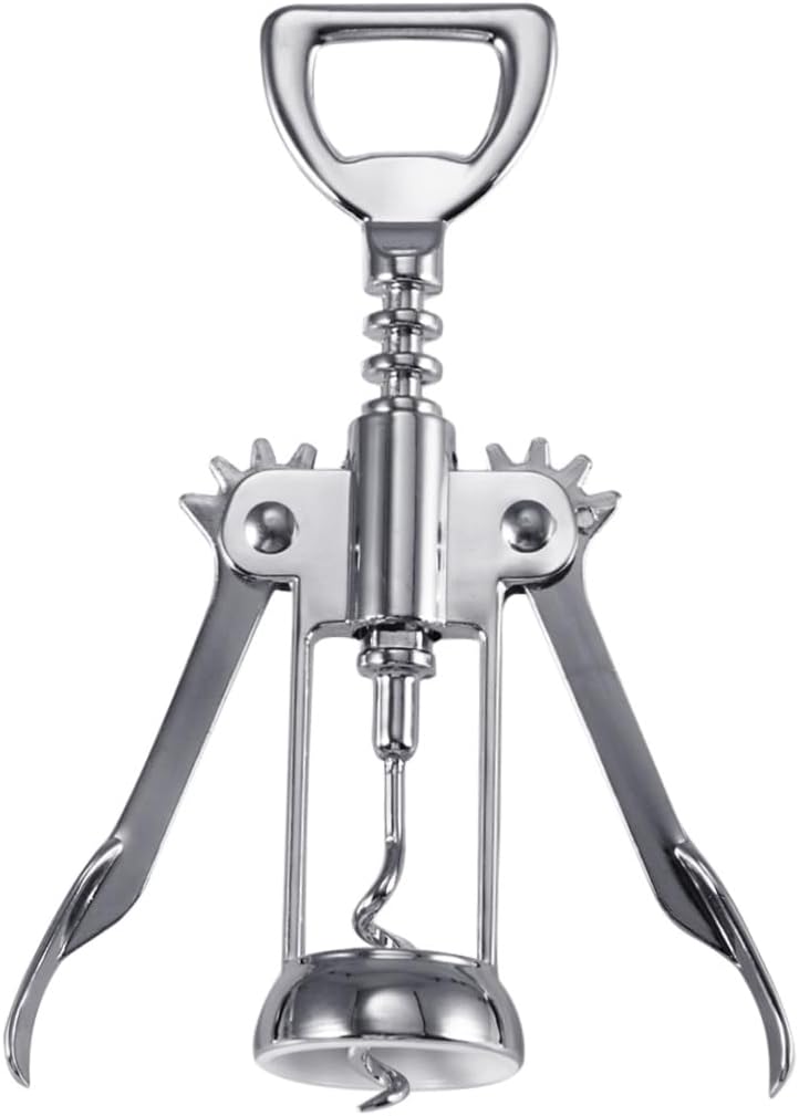 Silver Plated Wing Corkscrew Wine Bottle Opener Alloy Manual Cork Remover for Home Bar and Restaurant Use