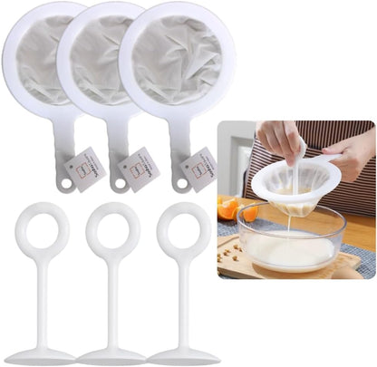 Kitchen Ultra-Fine Nylon Mesh Strainer I Plastic Sieve Fine Mesh Filter Spoon For Soy Milk Coffee Filter Milk Yogurt Juice Kefir Honey Wine coladores de cocina Kitchen Gadgets (100 Mesh)