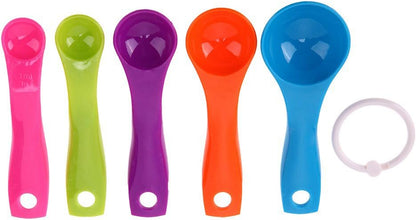 5 in 1 White Plastic 1g 2.5g 5g 10g 15g Measuring Spoons Set Kitchen Baking Tools