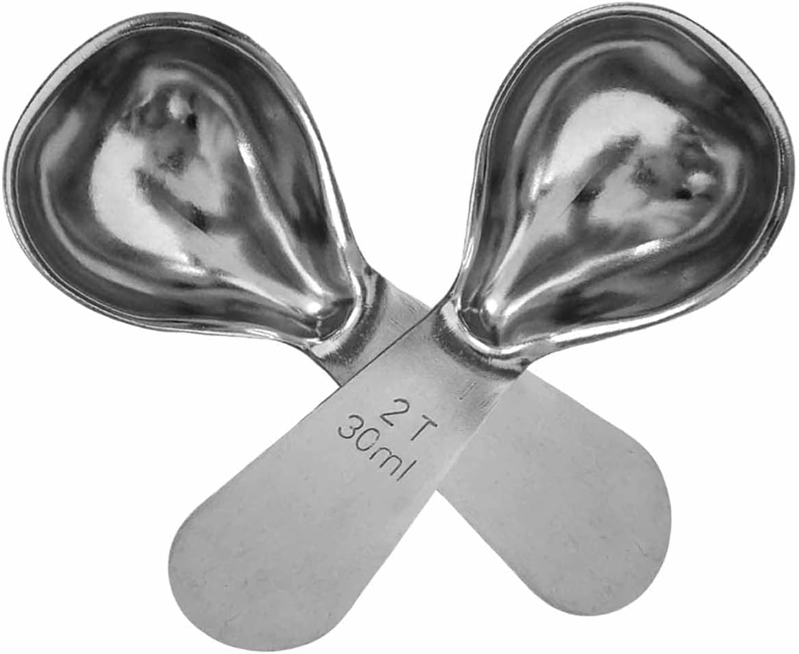 2PCS Stainless Steel Coffee Scoops, 2 Tbsp Measuring Spoons (30ml), Short Handle Tablespoons for Coffee, Tea, Sugar, Kitchen Gift Set (Silver)