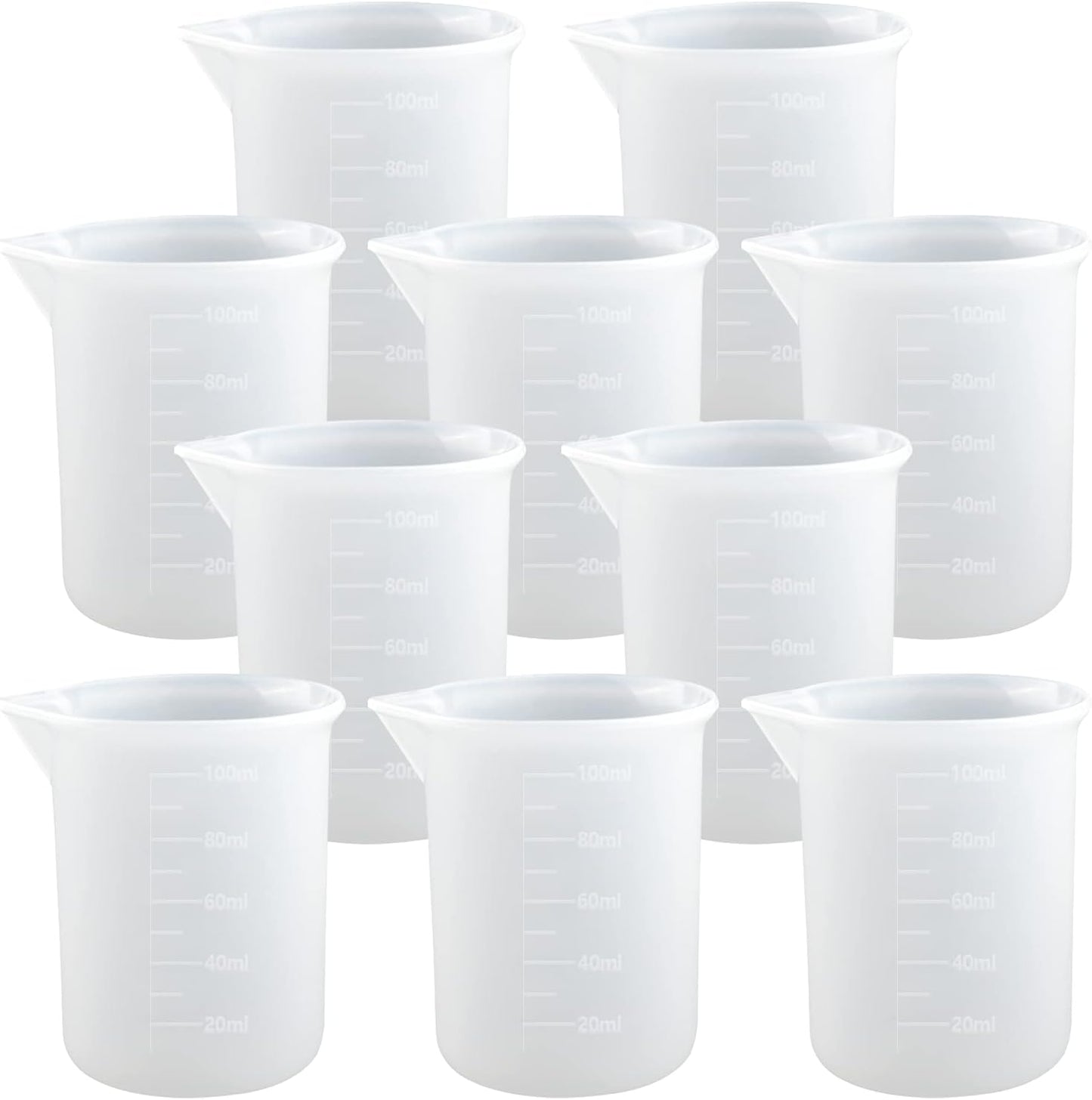 10 PCS 100ml Silicone Measuring Cups for Resin Non-Stick Mixing Cups Glue Tools, Precise Scale Toning Cups for Resin DIY Craft Jewelry Making