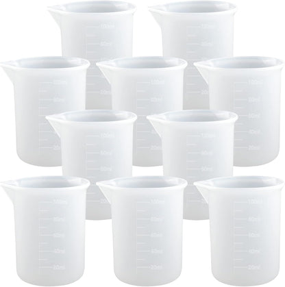 10 PCS 100ml Silicone Measuring Cups for Resin Non-Stick Mixing Cups Glue Tools, Precise Scale Toning Cups for Resin DIY Craft Jewelry Making