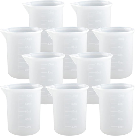 10 PCS 100ml Silicone Measuring Cups for Resin Non-Stick Mixing Cups Glue Tools, Precise Scale Toning Cups for Resin DIY Craft Jewelry Making