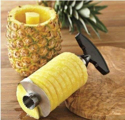 Pineapple Corer, Easy Gadget Kitchen,Fruit Slicer, Cutter Peeler Stem Remover Blades,Sliver Stainless Steel, for Diced Fruit Rings All in One Pineapple Tool Peeler Slicer, Easy To Use and Clean