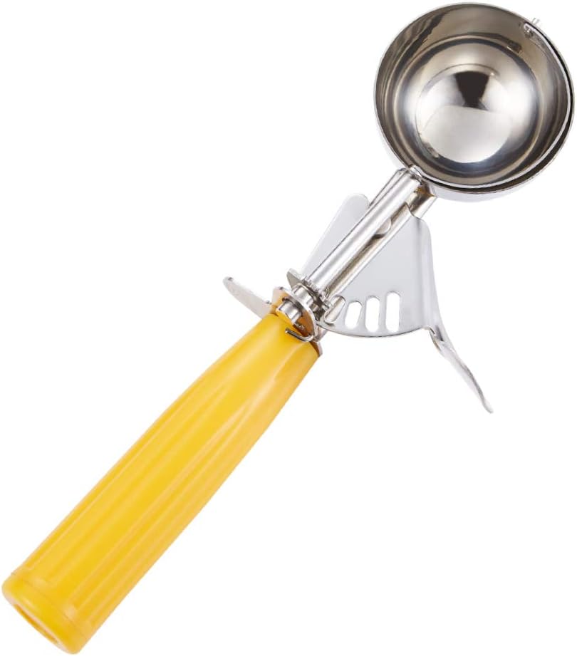 Saebye Portion Scoop - #8 (4 oz) - Disher, Large Ice Cream Scoop with Trigger, Cookie Scoop, Food Scoop, Muffin Scoop - Portion Control - 18/8 Stainless Steel, Grey Handle