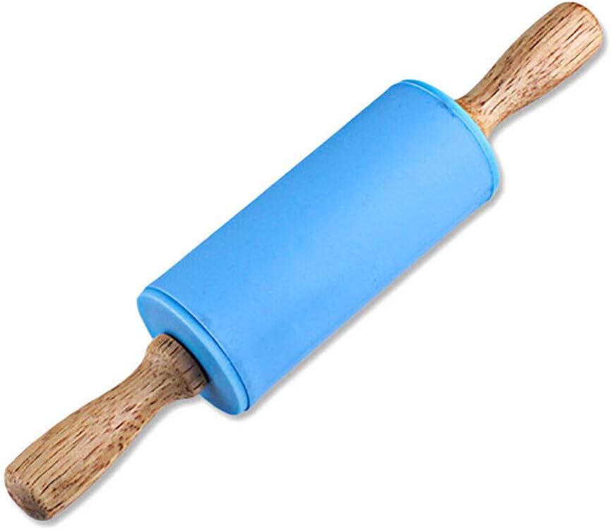 Small Wooden Handle Rolling Pin for Kids - Non-Stick Silicone Rodillo for Reposteria & Masa