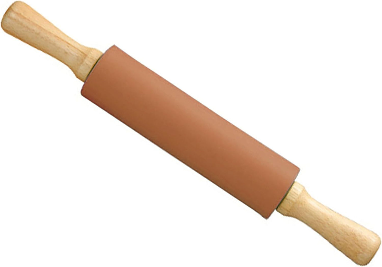Silicone Rolling Pin, Green 9 Inch Pin with Wooden Rotatable Handle for Dough of Baking Bread, Cookie, Pizza (green, 9 inch)