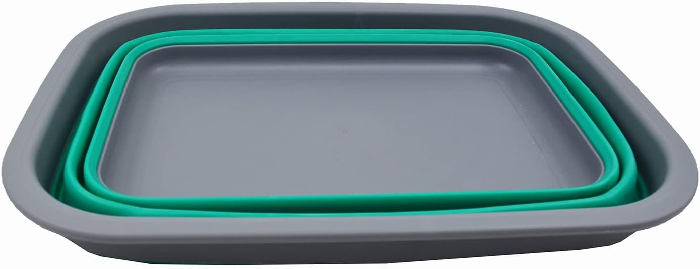 SAMMART 9.2L (2.37Gallon) Collapsible Wash Basin - Foldable Outdoor Picnic Basket - Portable Plastic Tub - Space Saving Storage Container with Size : 15.3 x 11.2 x 5.5/1.5" (M, Gray)