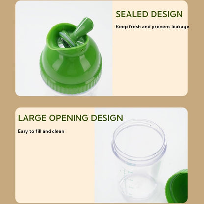 Wokyo Salad Dressing Shaker, Homemade Salad Dressing Bottle Mixer Measure Dripless Pour, Leak-free, Soft Grip, Dishwasher Safe BPA Free (Green)
