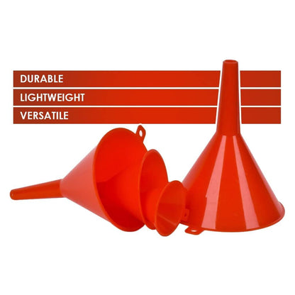 DEDC Oil Funnels, Plastic Gas Funnels Set for Car, Automotive, Kitchen, Mini Small Large Red (8pcs)