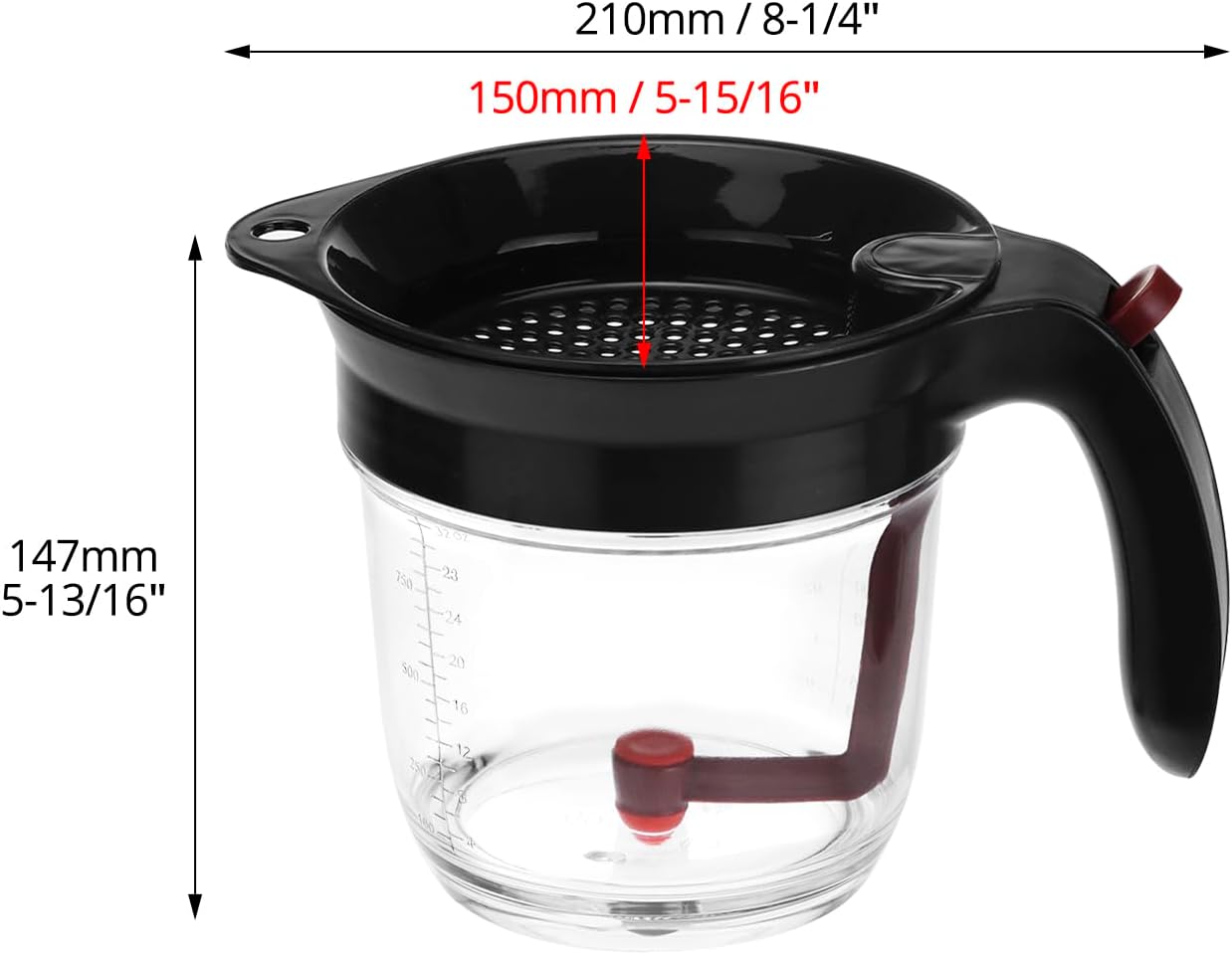 QWORK Fat Separator, 4 Cups / 1000 ml Grease Separator with Bottom Release - Soup Oil Separator Measuring Cup for Cooking