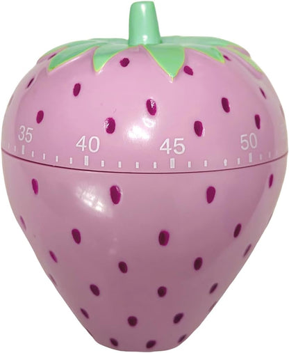 Cute Fruit Cookie Kitchen Timer | Novelty Manual Cooking Alarm | Fun Shaped Mechanical Strawberry Windup for Home Desktop Decor