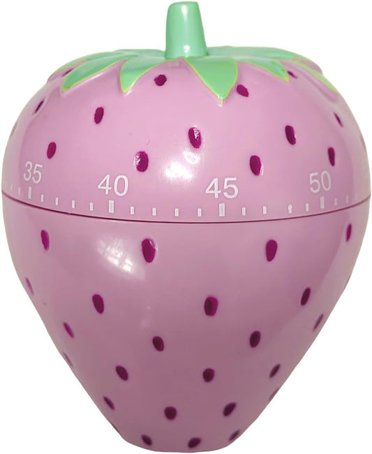 Cute Fruit Cookie Kitchen Timer | Novelty Manual Cooking Alarm | Fun Shaped Mechanical Strawberry Windup for Home Desktop Decor