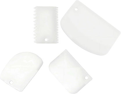 Cake Scraper Smoother Set and Sculpting & Modeling Tools, Cake Dough Flexible Spatula for Kitchen & Dining, 4 Pcs, White