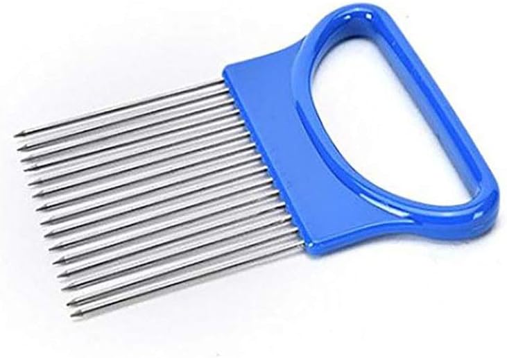 2Pcs Onion Holder Slicer, Stainless Steel Tomato Lemon Potato Vegetable Holder Slicer Cutter Tool for Kitchen Worker Slicing