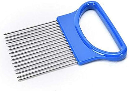 2Pcs Onion Holder Slicer, Stainless Steel Tomato Lemon Potato Vegetable Holder Slicer Cutter Tool for Kitchen Worker Slicing