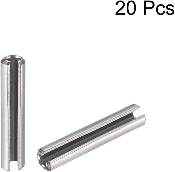 uxcell Slotted Spring Pin - M4 x 30mm 304 Stainless Steel Split Spring Roll Dowel Pins Plain Finish 20Pcs