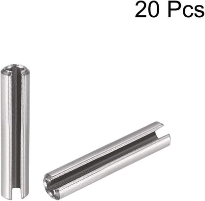 uxcell Slotted Spring Pin - M4 x 30mm 304 Stainless Steel Split Spring Roll Dowel Pins Plain Finish 20Pcs