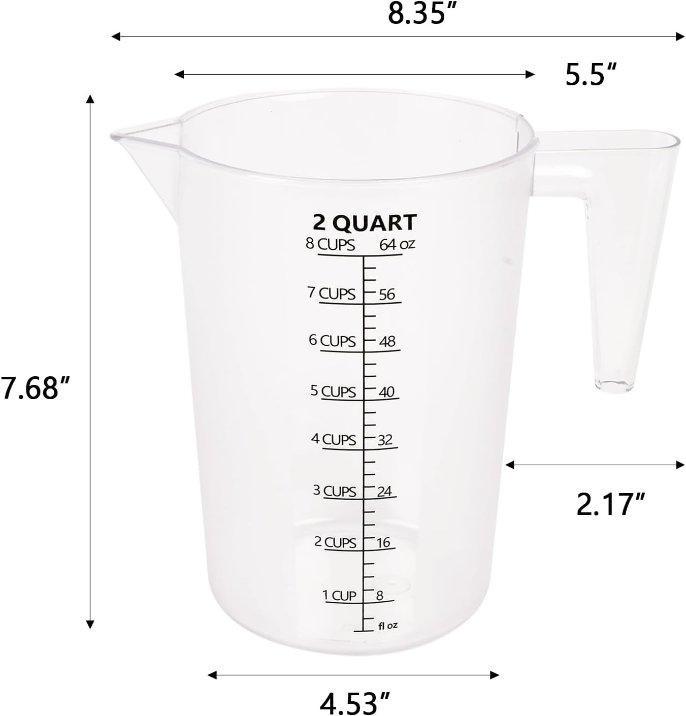Food-Grade Plastic Measuring Pitcher – 32 Ounce & 4 Cups Measuring Cups with Handle for Liquid, Motor Oil, Pool & Lawn Chemicals, Dilution, Soap Mixing, Brewing, Commercial & Kitchen Use(1000ml)