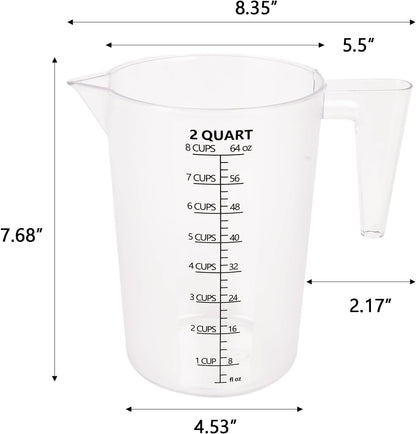 Food-Grade Plastic Measuring Pitcher – 32 Ounce & 4 Cups Measuring Cups with Handle for Liquid, Motor Oil, Pool & Lawn Chemicals, Dilution, Soap Mixing, Brewing, Commercial & Kitchen Use(1000ml)