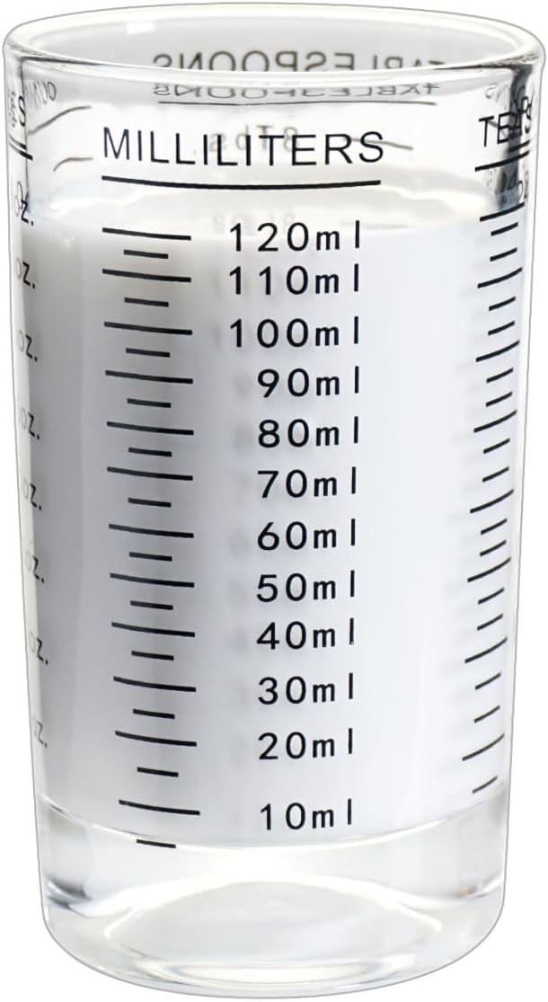Measuring Cup 4 Ounce/120ML Shot Glass Liquid Heavy High Espresso Glass Cup (Red)