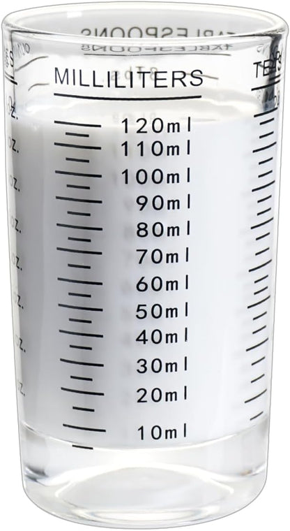 Measuring Cup 4 Ounce/120ML Shot Glass Liquid Heavy High Espresso Glass Cup (Red)