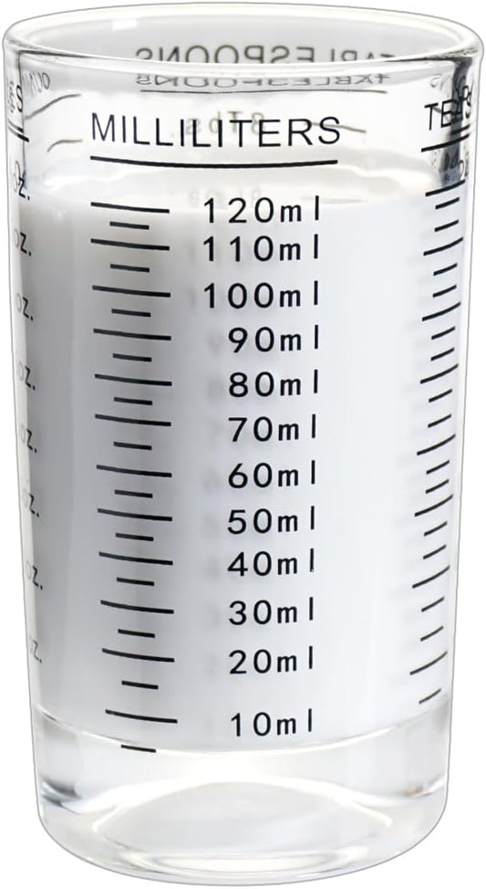 Measuring Cup 4 Ounce/120ML Shot Glass Liquid Heavy High Espresso Glass Cup (Red)