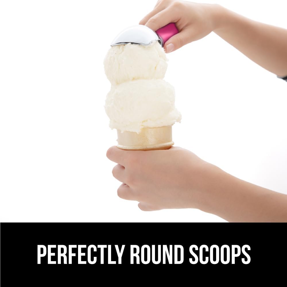 GORILLA GRIP® Heavy Duty Ice Cream Scoop, BPA-Free, Dishwasher Safe, Comfortable Zinc Alloy Handle, Professional Scooper for Hard Gelato, Sorbet, Cookie Dough, Melon, Round Cones, Kitchen Tool, Blue