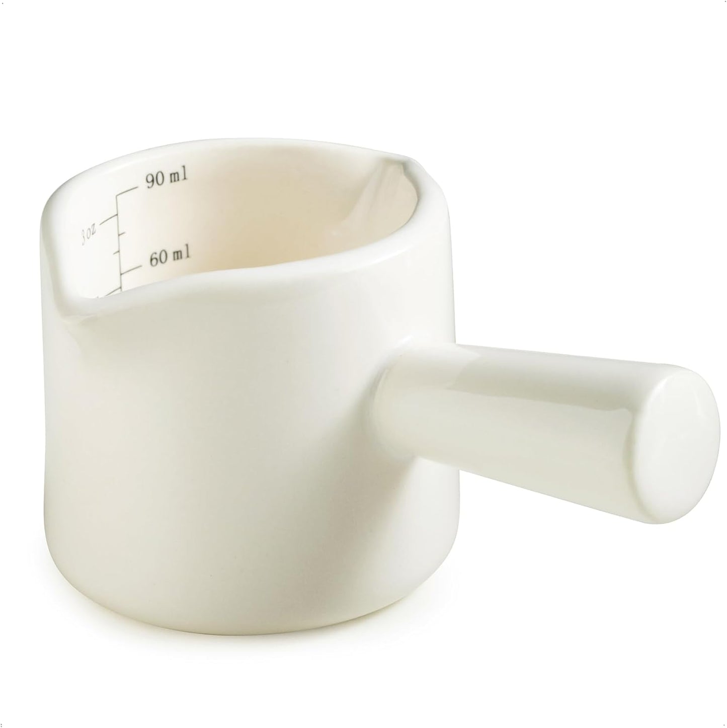 Espresso Cups Ceramic, 200ML Espresso Measuring Cup with Handle, Expresso Shots Cups with Scale, Espresso Accessories, White