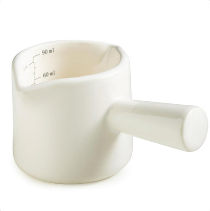 Espresso Cups Ceramic, 200ML Espresso Measuring Cup with Handle, Expresso Shots Cups with Scale, Espresso Accessories, White