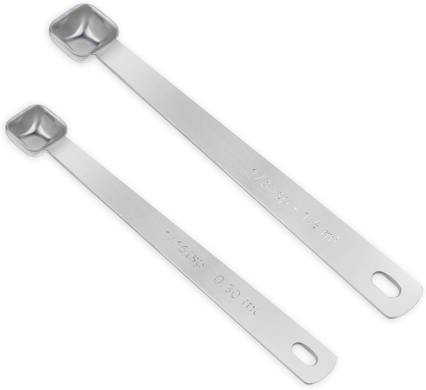 2 Pcs 1/3 Teaspoon(1/3tsp, 1.5ml) 1/16 Teaspoon(1/16tsp, 0.3ml) Stainless Steel Measuring Spoons Single Square Bowl Milligram Measuring Spoons