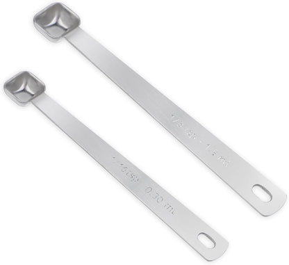 2 Pcs 1/3 Teaspoon(1/3tsp, 1.5ml) 1/16 Teaspoon(1/16tsp, 0.3ml) Stainless Steel Measuring Spoons Single Square Bowl Milligram Measuring Spoons