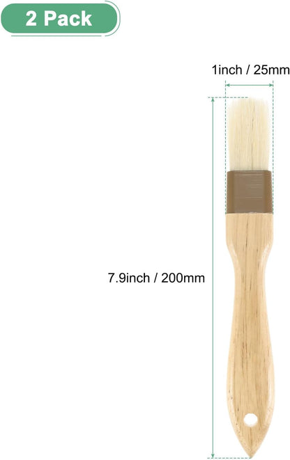 M METERXITY 2-Pack Pastry Brush, Wooden Handle Natural Bristle Basting BBQ Oil Brush for Cooking/Barbecue/Kitchen [3"]