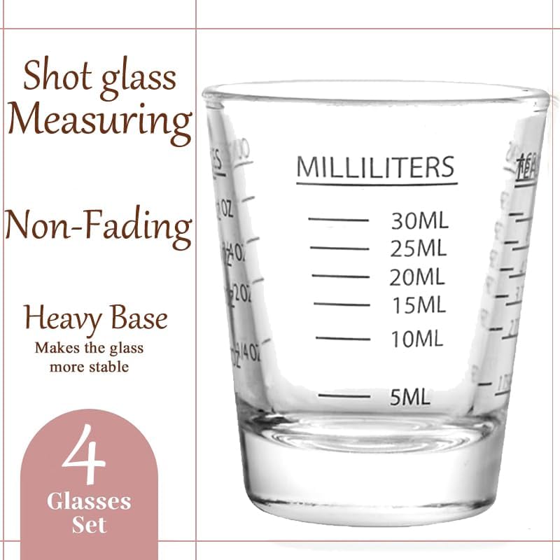 Shot Glass Measuring Cup | Non Fading | Bar Bartender Accessories, Jigger for Bartending | Tablespoon Measuring Spoon (2, White)