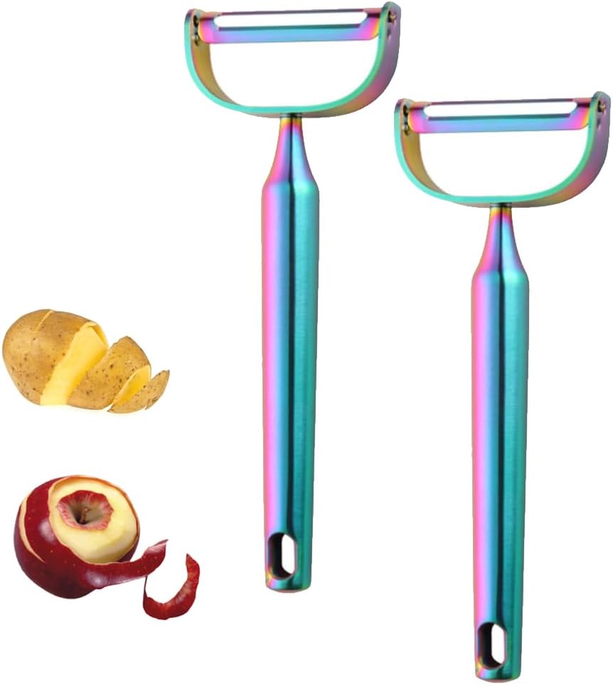 Stainless Steel Vegetable Peeler Gold 2 Pieces, with Potato Eye Remover & Swiveling Twin Blades, Y Shaped Titan Potato Peeler for Fruit & Veggie, Dishwasher Safe