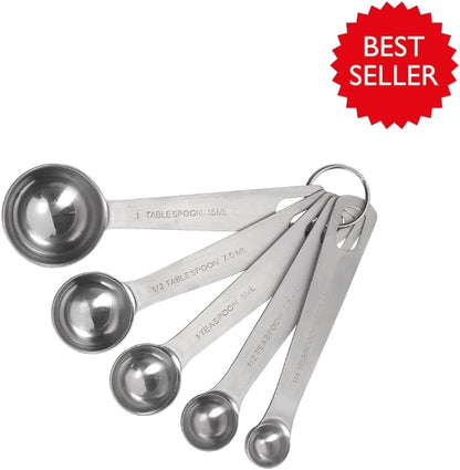 Tala Stainless Steel Measuring Spoons, 5 Piece Set for Measuring Dry and Liquids