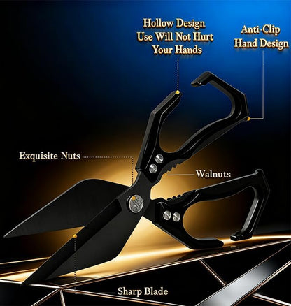Multifunctional Heavy-Duty Kitchen Shears,Ultra Sharp Stainless Steel Poultry Shears,Multipurpose Food Scissors for Chicken, Meat,Fish, Vegetables,Bone Cutting(Silver)
