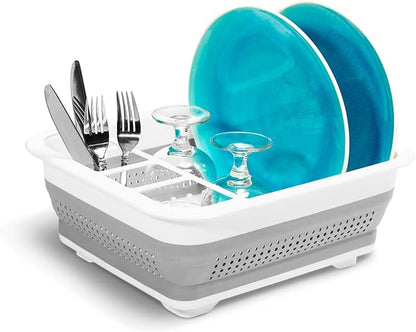 madesmart Collapsible Wash Basin, Foldable Sink Basin for Washing Dishes, Bowls, Cutlery & Produce, Space-Saving Pop-Up Design with Easy-Grip Handles, Portable Kitchen & Camping Basin, White