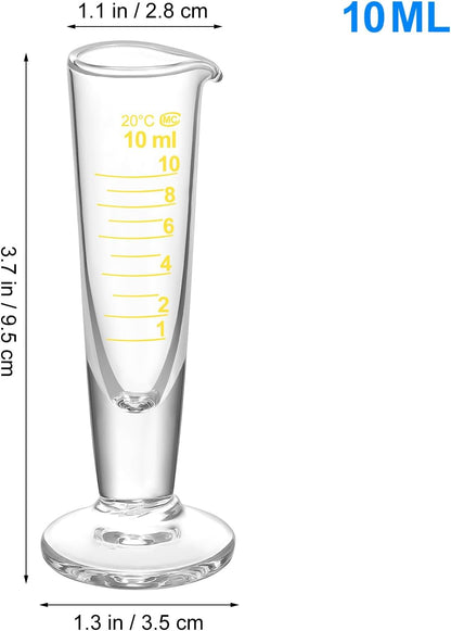 Baluue 10ml Graduated Cylinder, Borosilicate Glass Measuring Cup with Pour Spout, Conical Precise Lab Graduated Measuring Cylinder for Liquid, Science Labware
