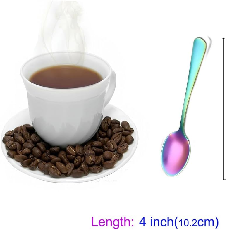 Wesdxc56 Demitasse Espresso Spoons, Mini Coffee Spoon, 4.7 Inches Stainless Steel Small Spoons for Dessert, Set of 6