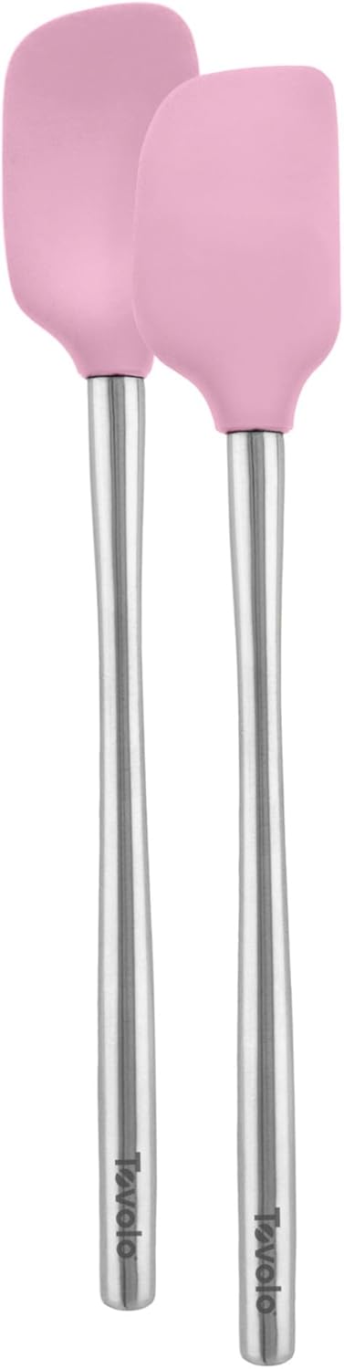 Tovolo Flex Core Silicone Spatula Spoonula Set of 2 for Non Stick Cast Iron Cooking & Baking, Dishwasher Safe Heat Resistant BPA Free Long Stainless Steel Handle Kitchen Utensil, Charcoal Gray